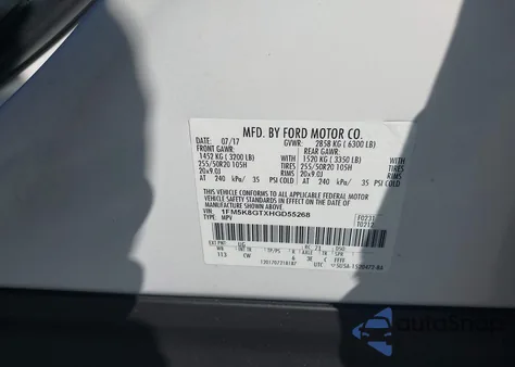 2017 Ford Explorer Sport z USA, uszkodzony, nr VIN 1FM5K8GTXHGD55268